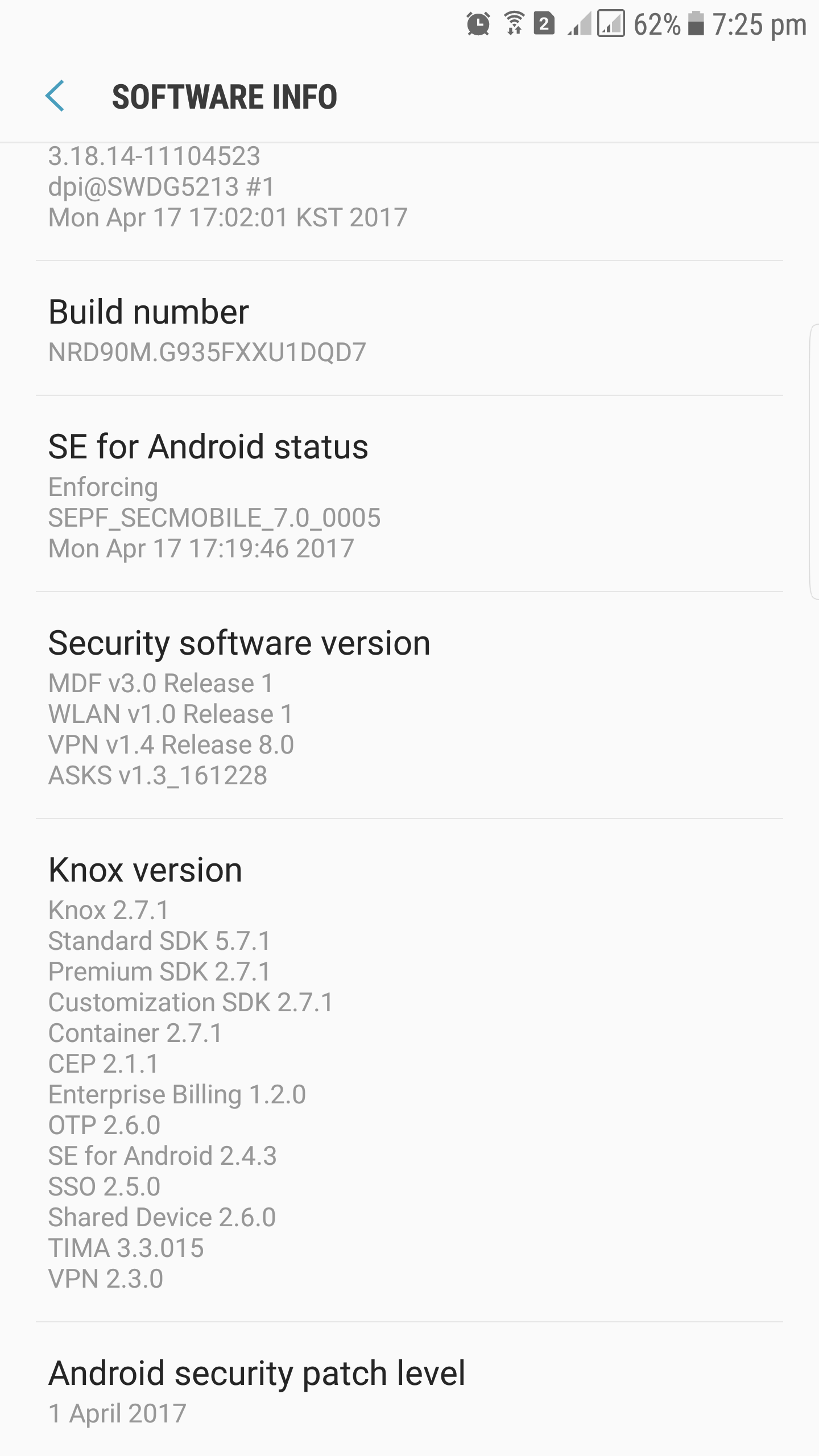 Samsung Galaxy S7 April Security update India