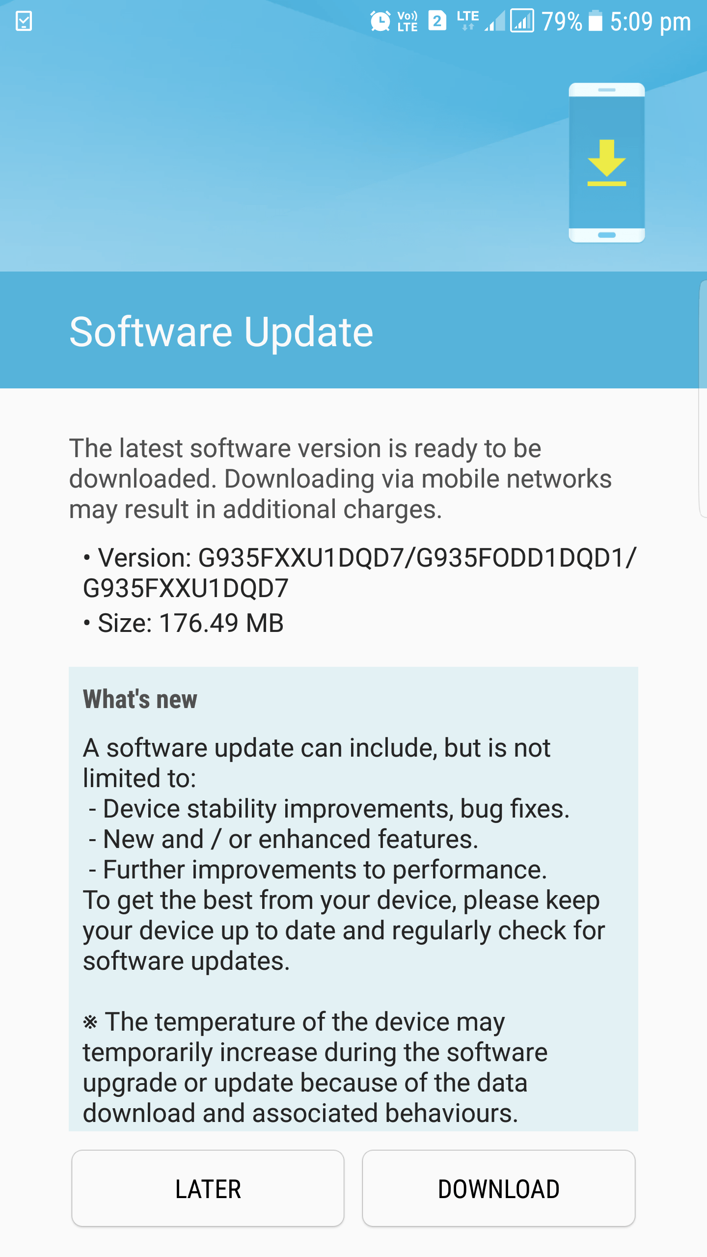 Samsung Galaxy S7 April Security update
