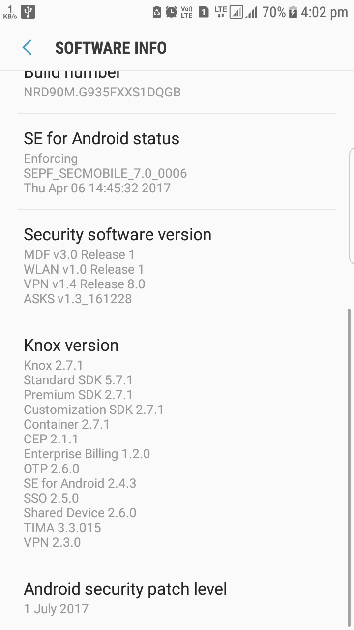 Samsung Galaxy S7 Edge July security update