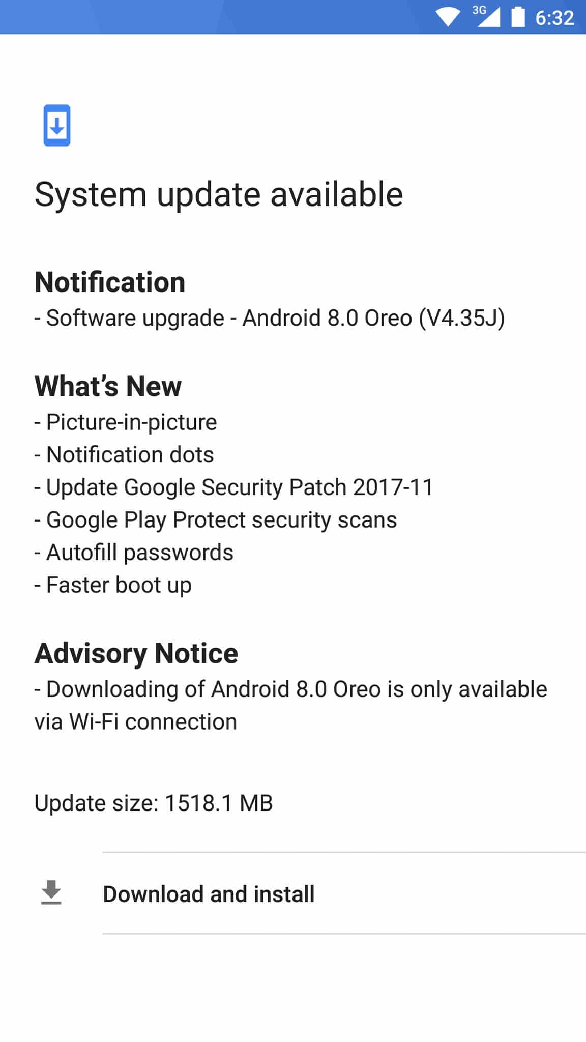 Nokia 8 Android 8.0 Oreo update notification