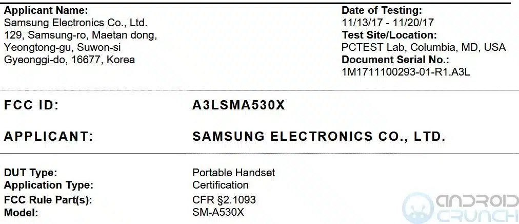 Samsung Galaxy A5 (2018) gets FCC approval, Launch imminent? 2 Samsung Galaxy A5 2018 (SM-A530X) FCC