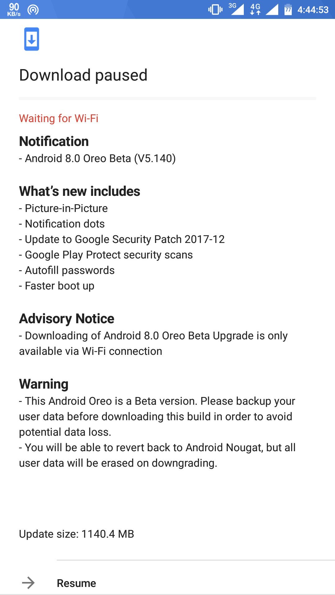Nokia 6 Android 8.0 Oreo update notification